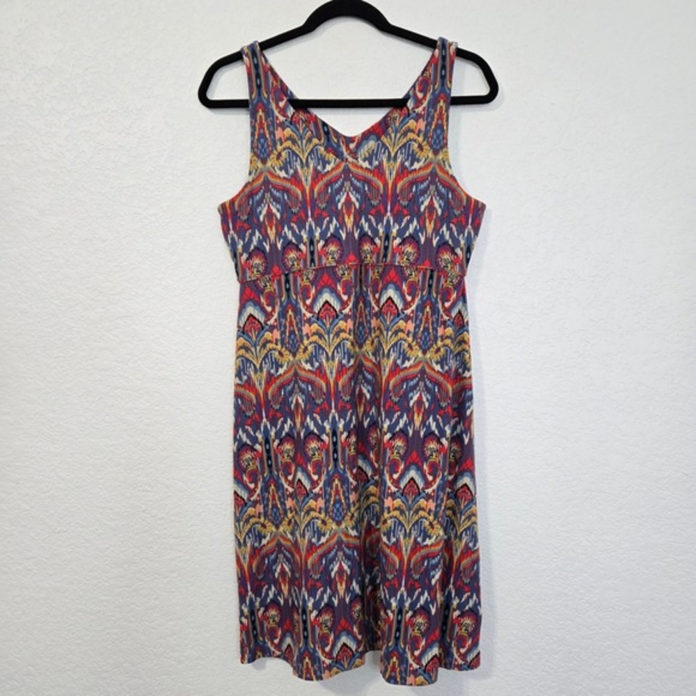 Athleta Printed Santorini Dress 3.0 Medium Ikat Print Stretch Casual Comfortable